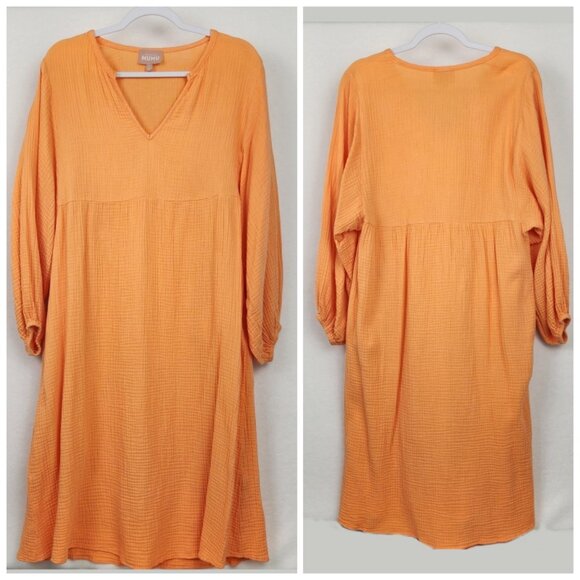 Show Me Your MuMu Kenya Gauze Summer V Neck Beach Dress Size L Orange - Picture 4 of 8